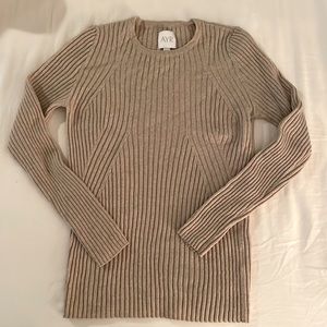 AYR oatmeal color merino wool ribbed sweater. Size medium. Runs very small.